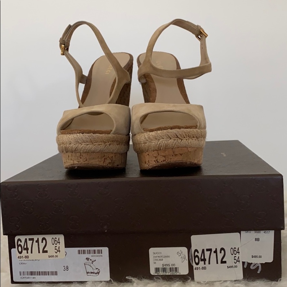 Cream Gucci Tan Wedges